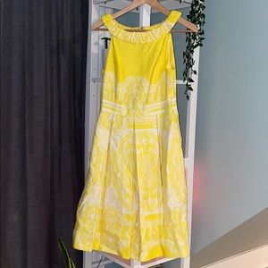 Women’s Muse White & Yellow Pleated Dress